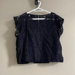 Lace flutter sleeve shirt